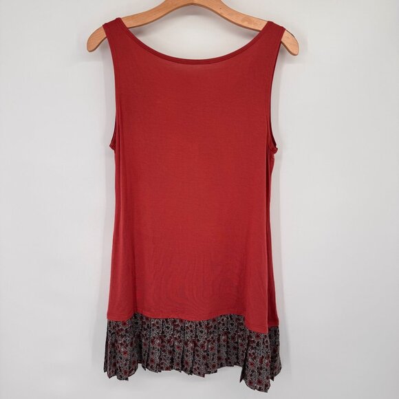 Logo Layers rust Sleeveless Tunic With Floral Print Ruffle Hem Womens medium - Picture 7 of 11